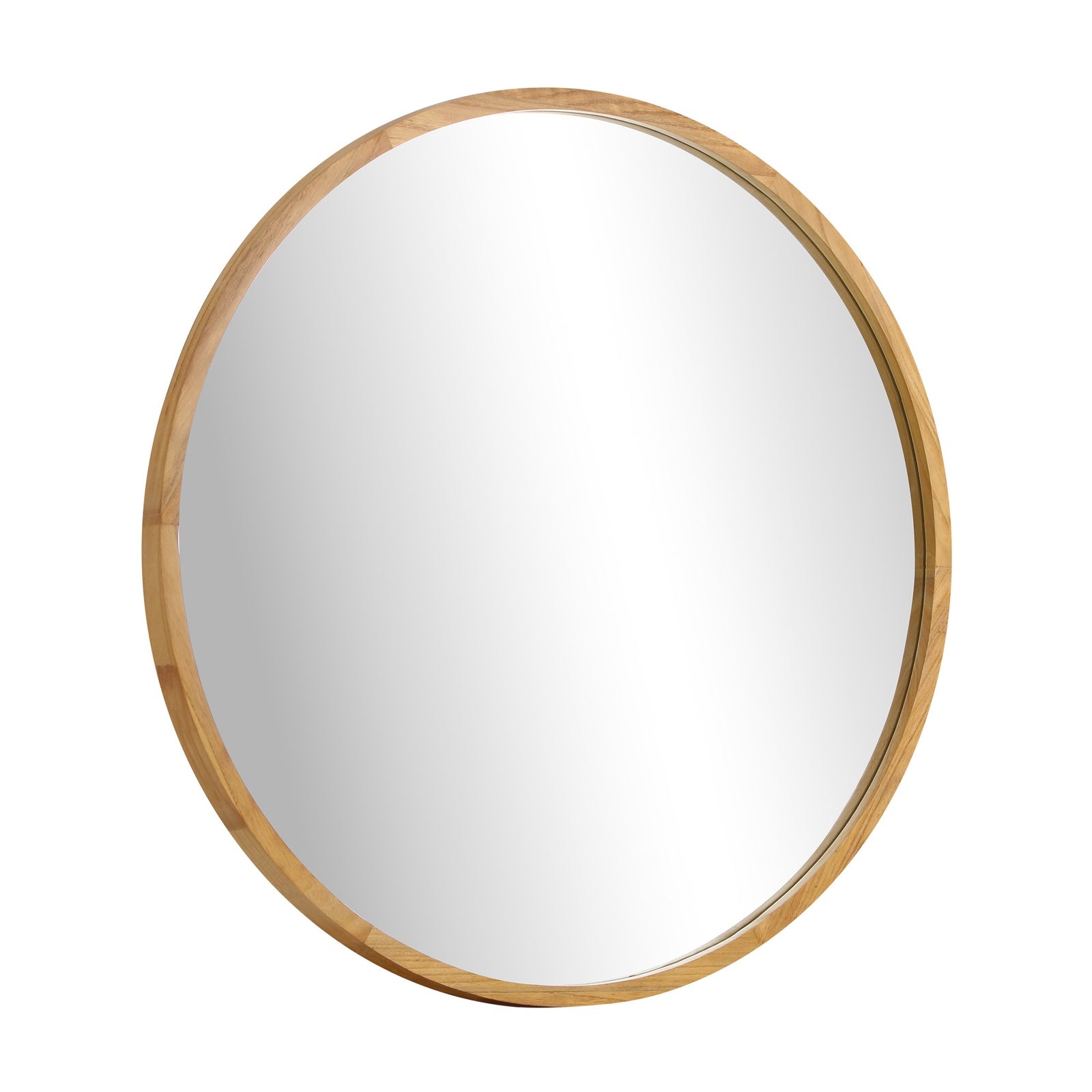 Oikiture Wall Mirrors Round Makeup Mirror Vanity Home Decorative Wooden 80cm