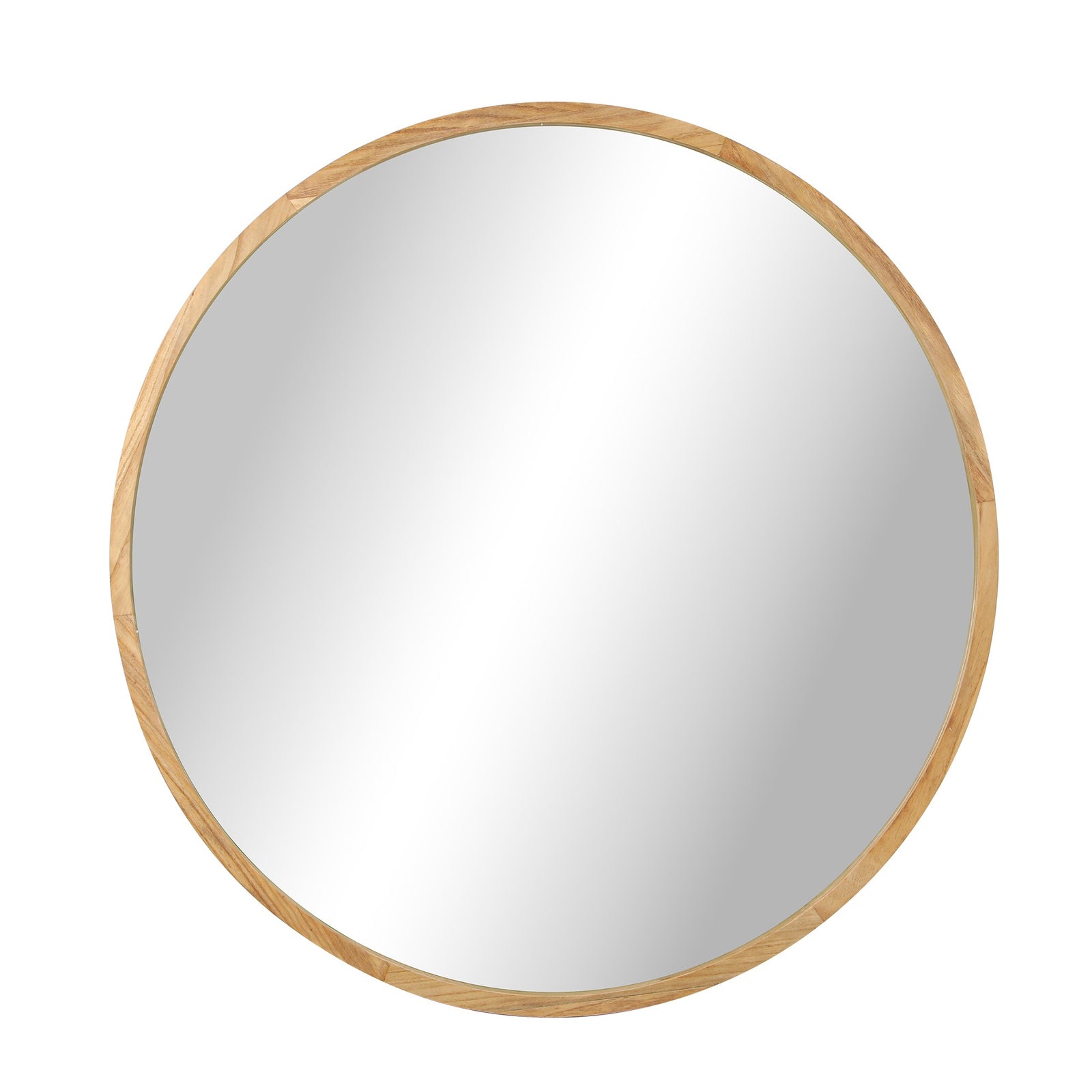 Oikiture Wall Mirrors Round Makeup Mirror Vanity Home Decorative Wooden 80cm