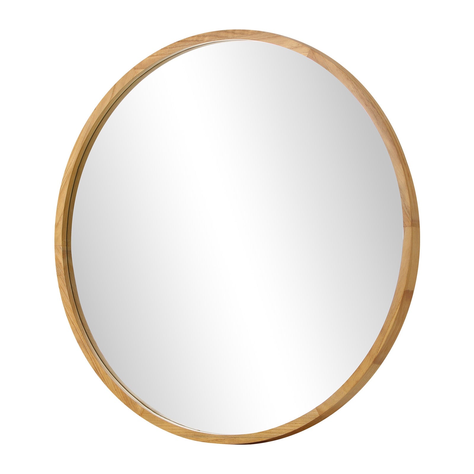 Oikiture Wall Mirrors Round Makeup Mirror Vanity Home Decorative Wooden 80cm