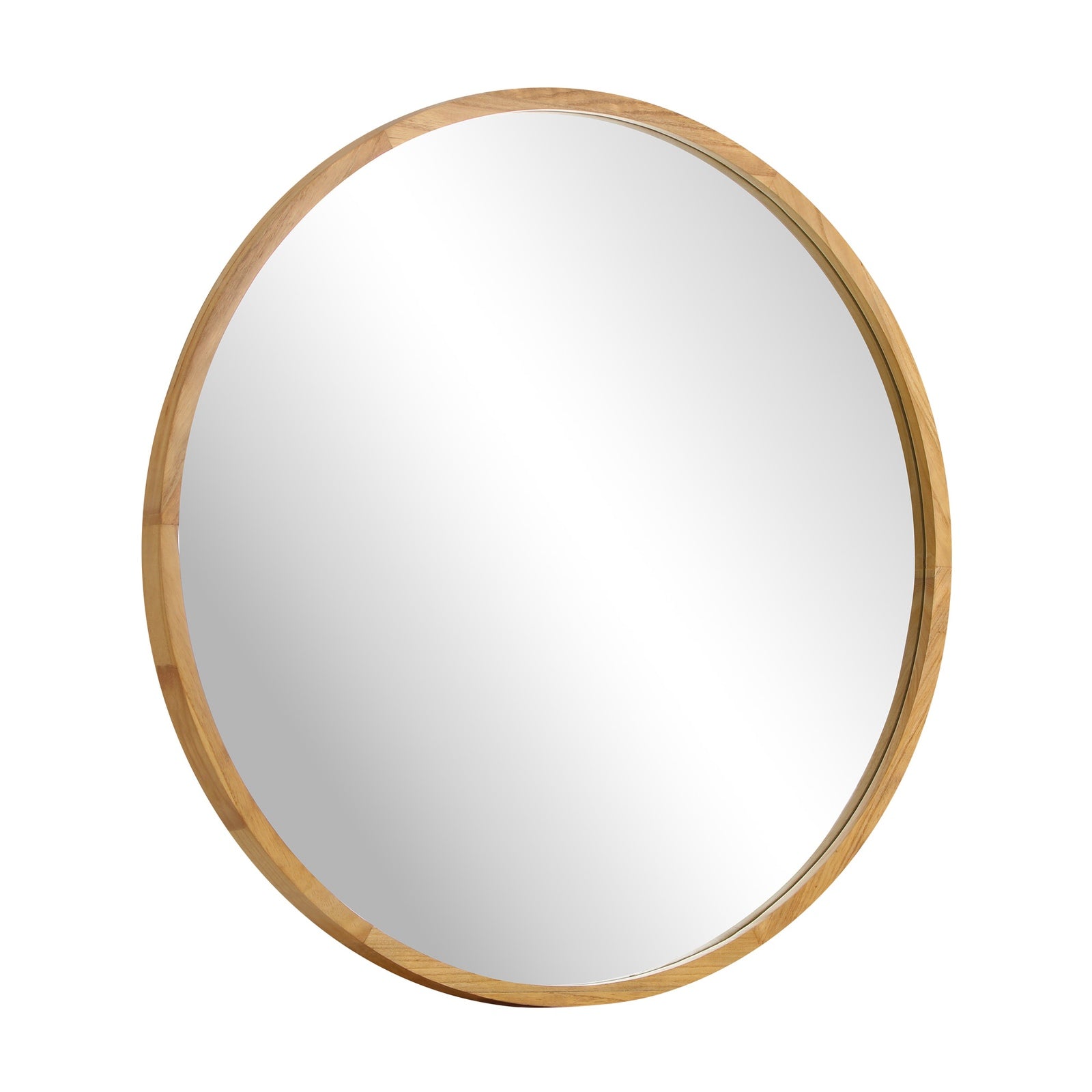 Oikiture Wall Mirrors Round Large Makeup Mirror Vanity Home Decor 90cm Wooden - Sunyee