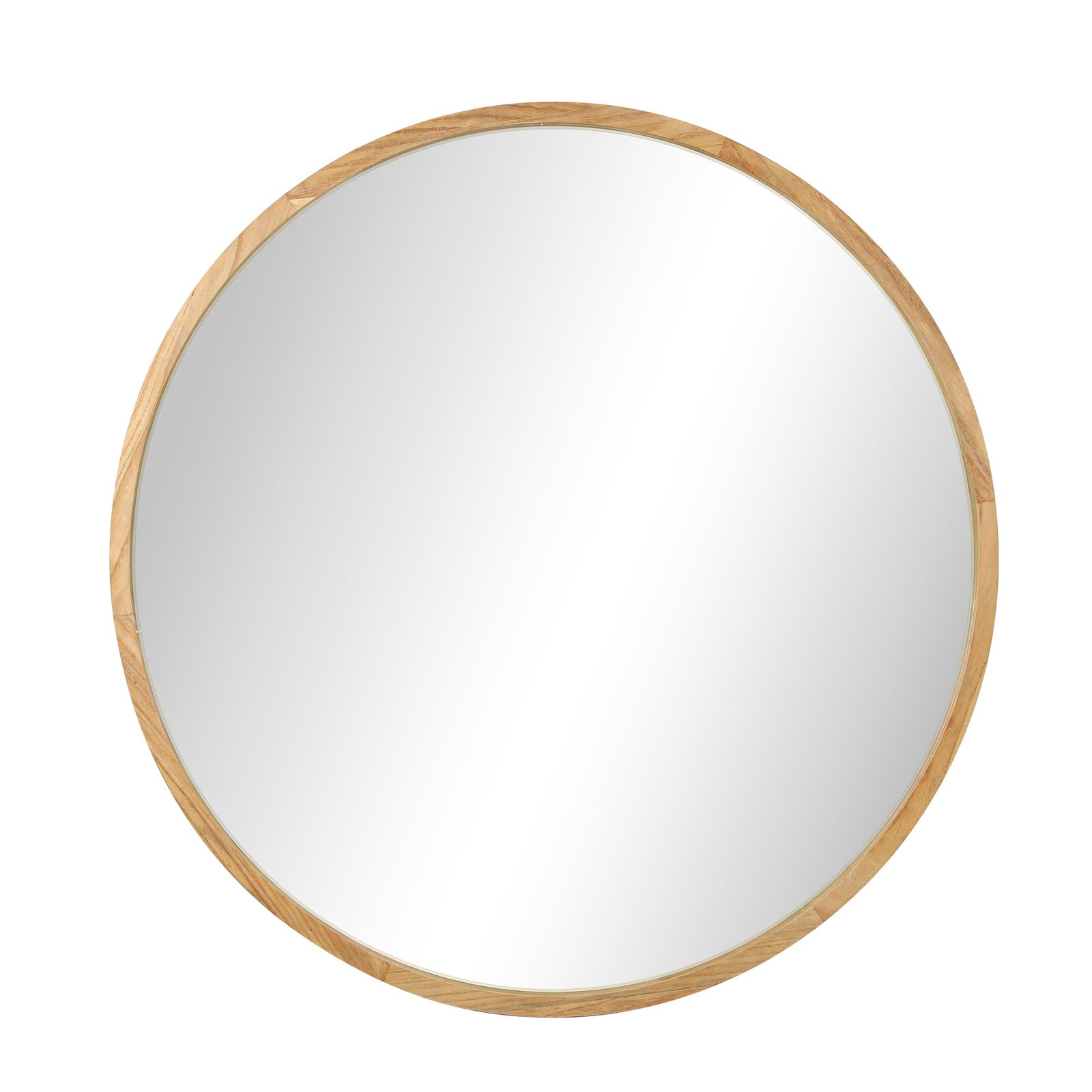 Oikiture Wall Mirrors Round Large Makeup Mirror Vanity Home Decor 90cm Wooden - Sunyee