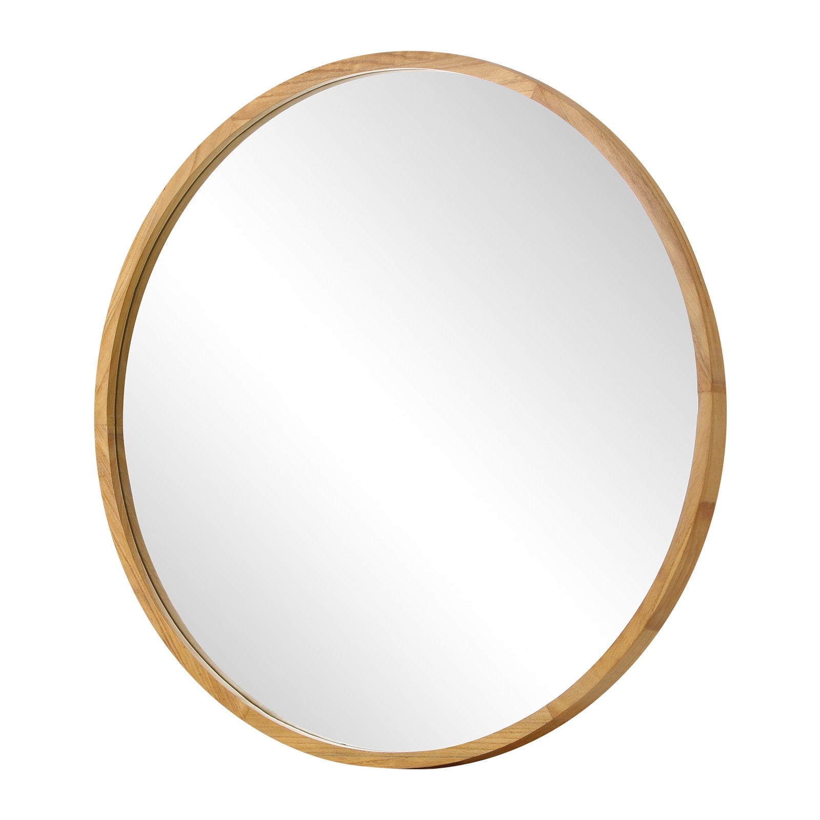 Oikiture Wall Mirrors Round Large Makeup Mirror Vanity Home Decor 90cm Wooden - Sunyee