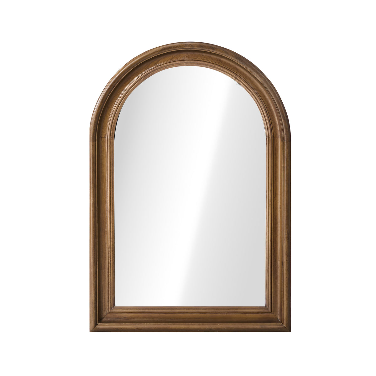 Oikiture Arched Wall Mirror Decorative Mirror Wide Frame 85x60cm Walnut