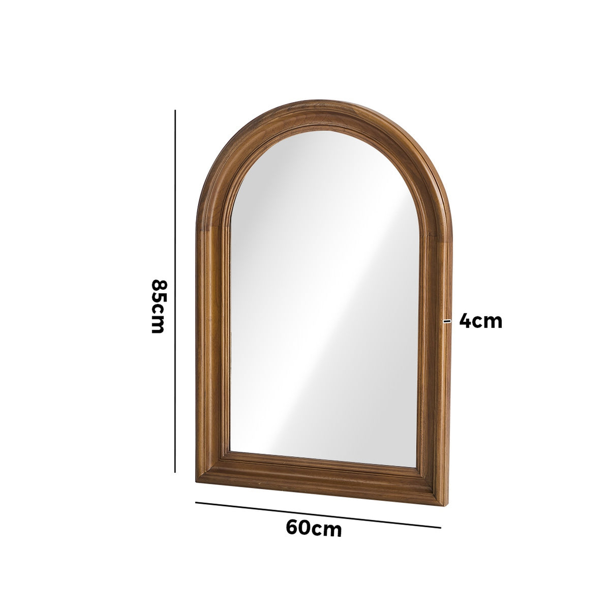Oikiture Arched Wall Mirror Decorative Mirror Wide Frame 85x60cm Walnut