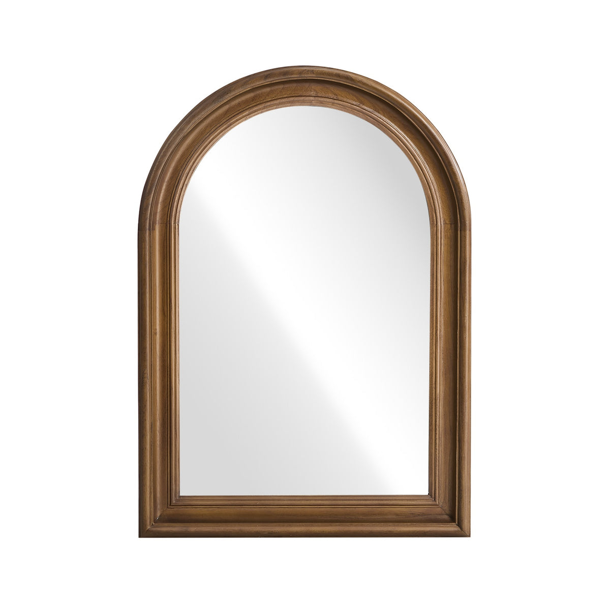 Oikiture Arched Wall Mirror Decorative Mirror Wide Frame 85x60cm Walnut