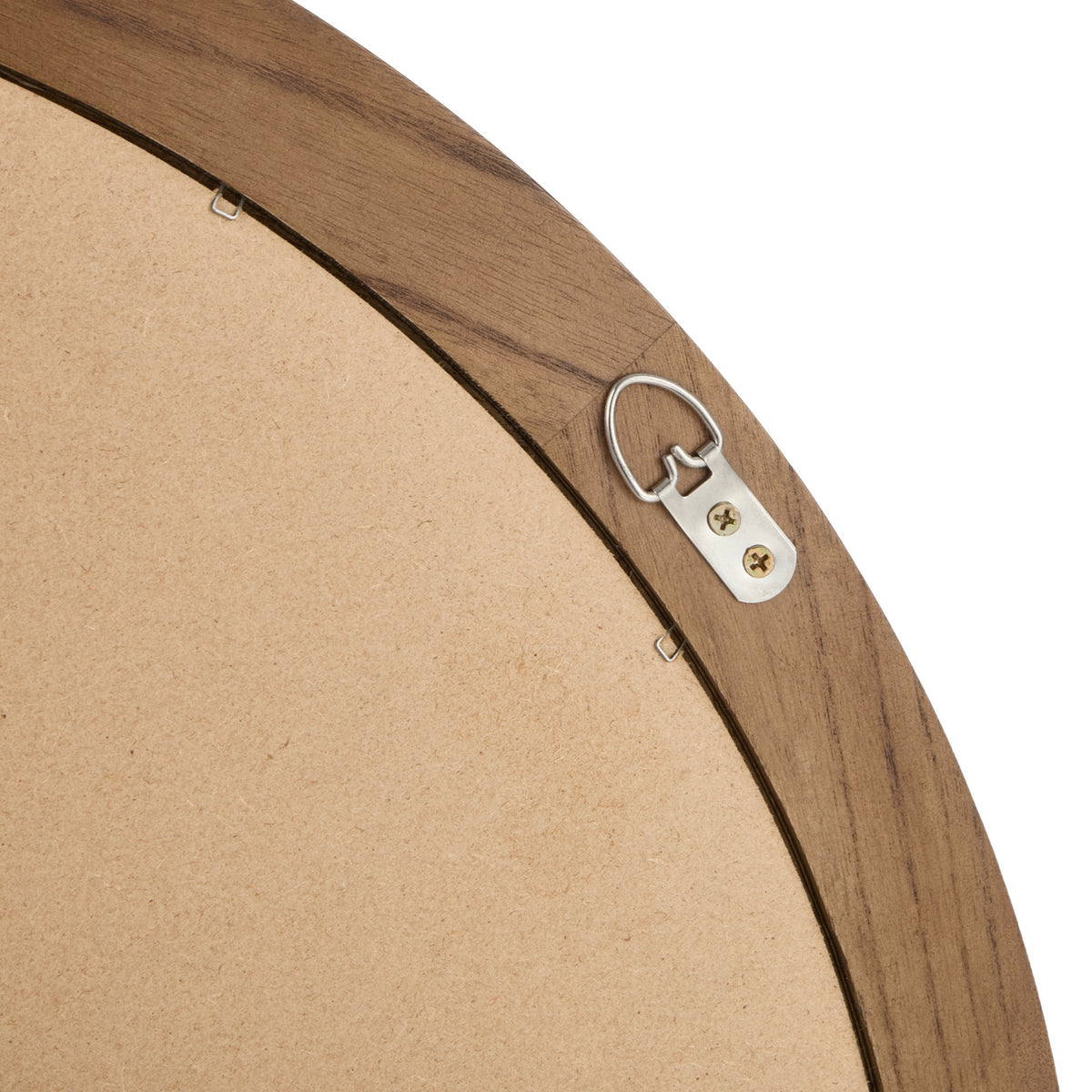 Oikiture Round Wall Mirror Makeup Mirror Wooden Frame Decor 70cm Walnut