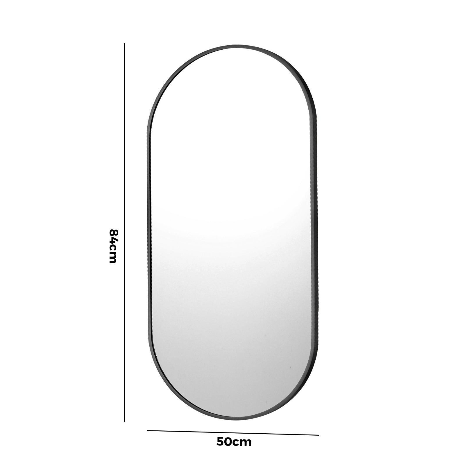 Oikiture Wall Mirrors Oval Home Decor Mirror Black 84x50cm Set of 2 - Sunyee