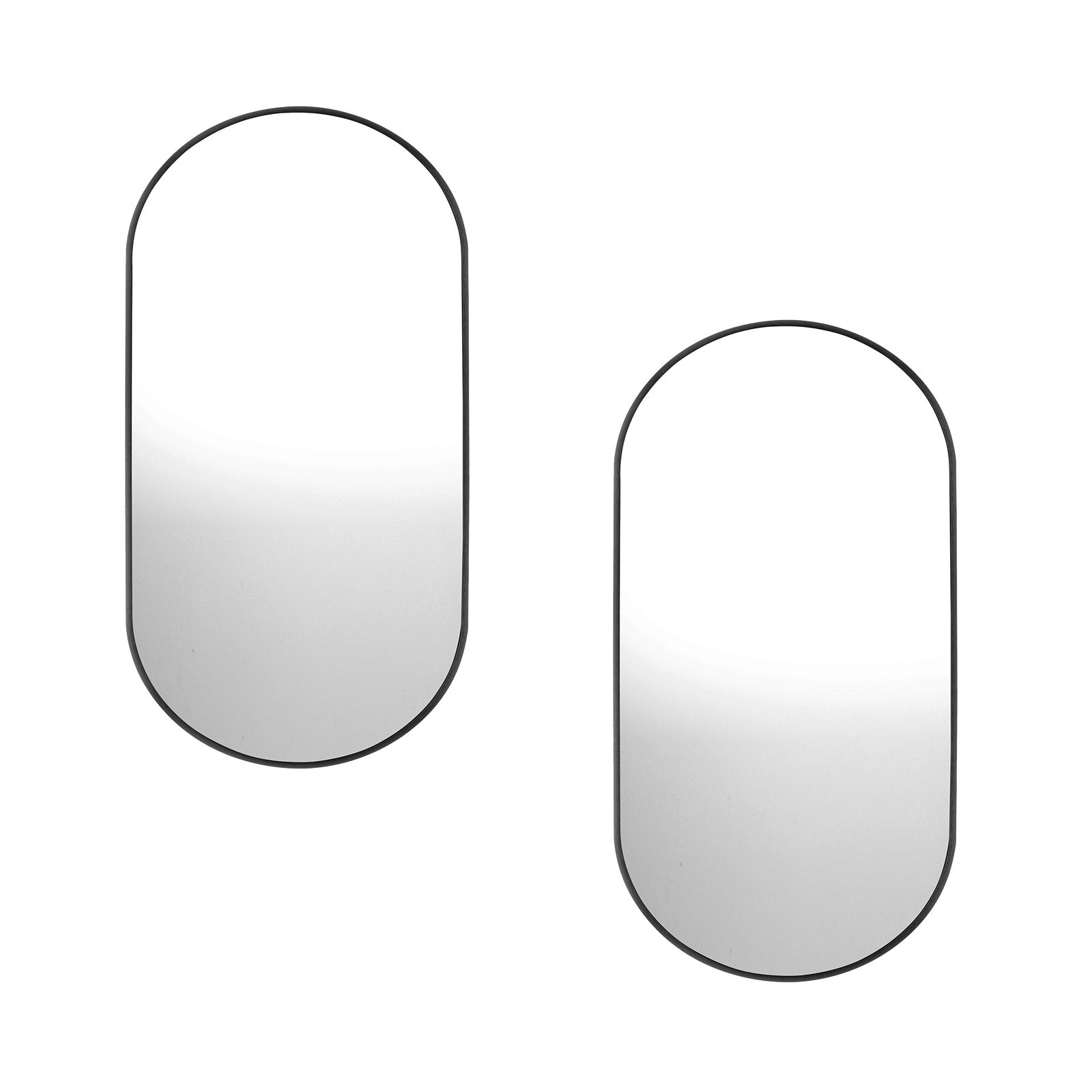 Oikiture Wall Mirrors Oval Home Decor Mirror Black 84x50cm Set of 2 - Sunyee