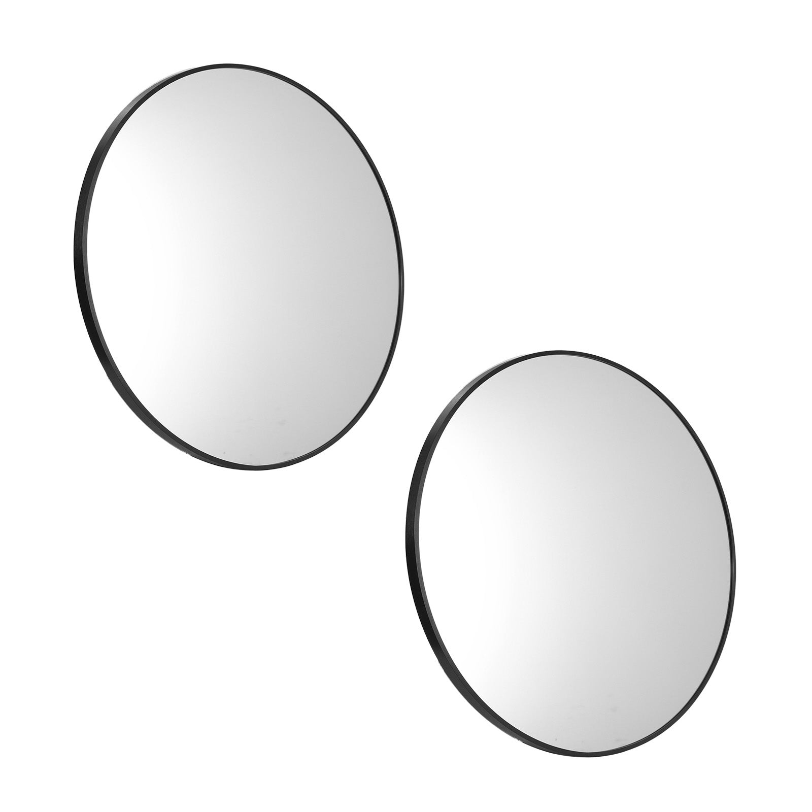 Oikiture Wall Mirrors Round Home Decor 50cm Black Set of 2 - Sunyee