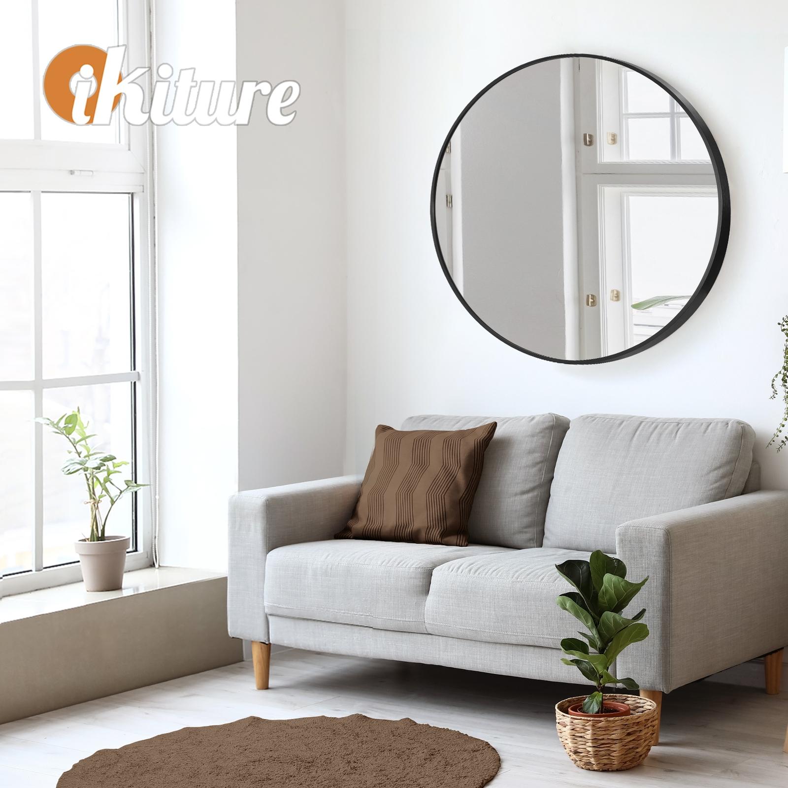 Oikiture Wall Round Mirrors Black Makeup Mirror Home Decor 50/60/70/80/90cm - Sunyee