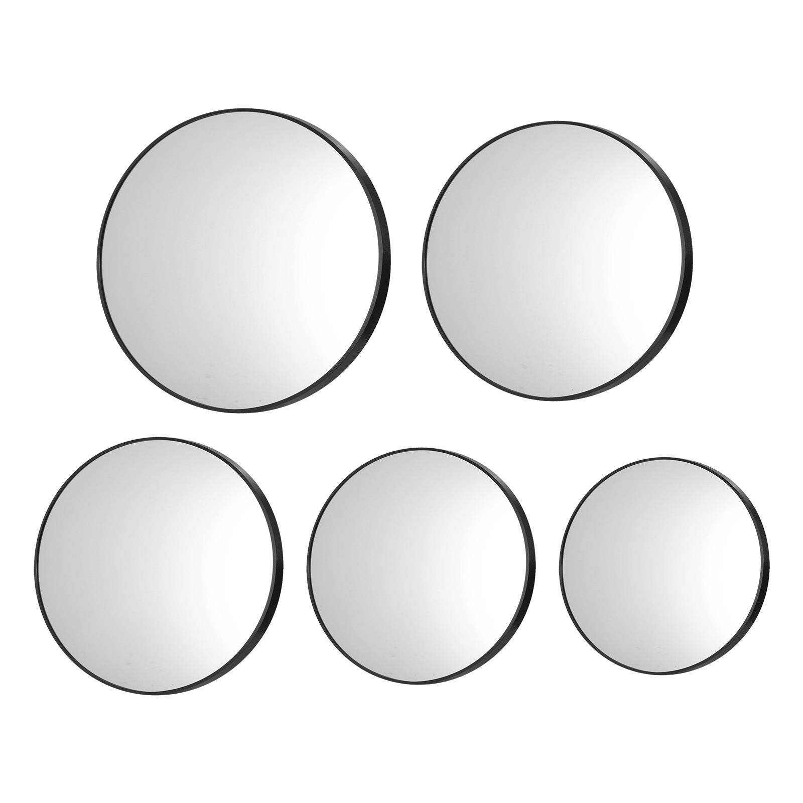 Oikiture Wall Round Mirrors Black Makeup Mirror Home Decor 50/60/70/80/90cm - Sunyee