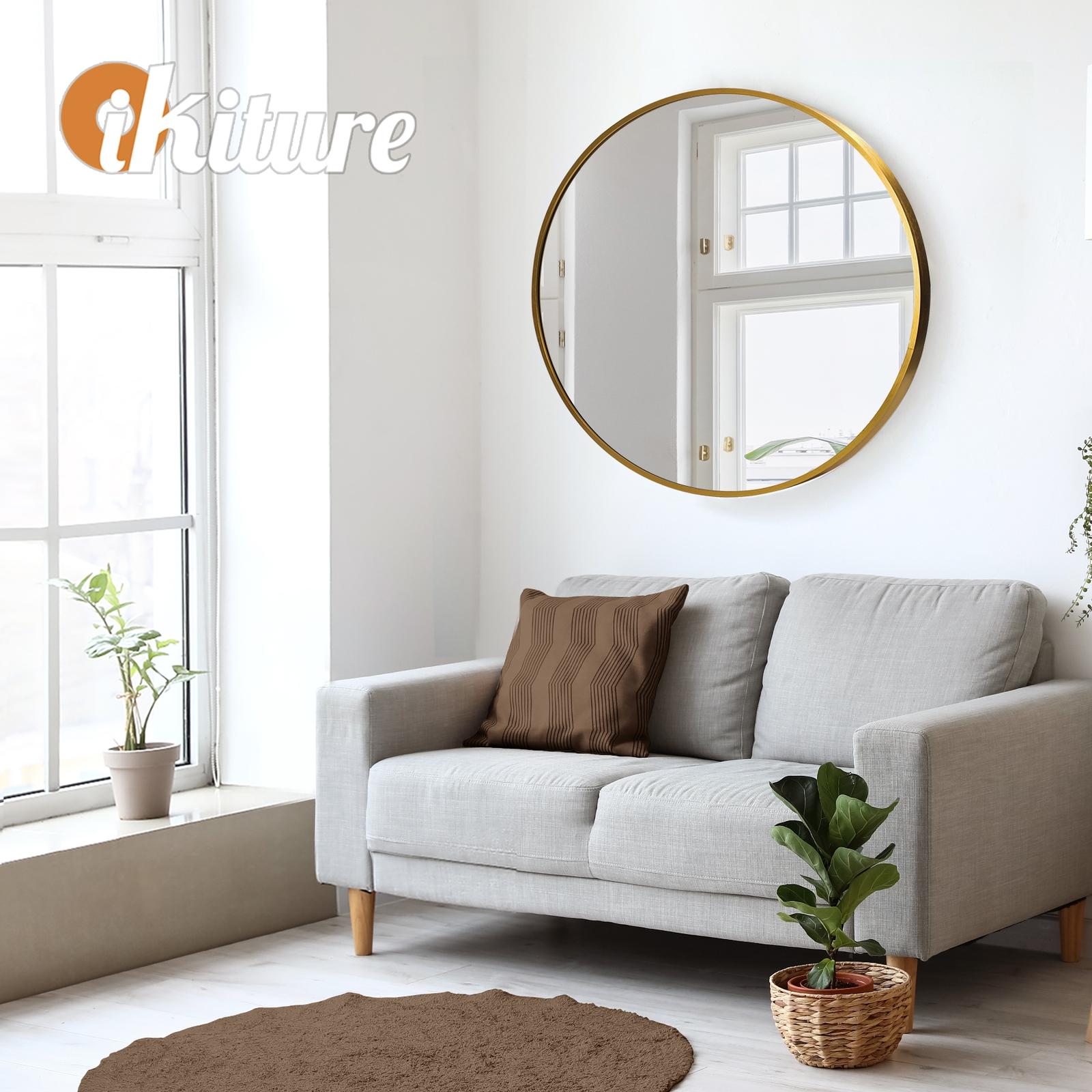 Oikiture Wall Mirrors Round Makeup Mirror Home Decor Gold 50/60/70/80 - Sunyee