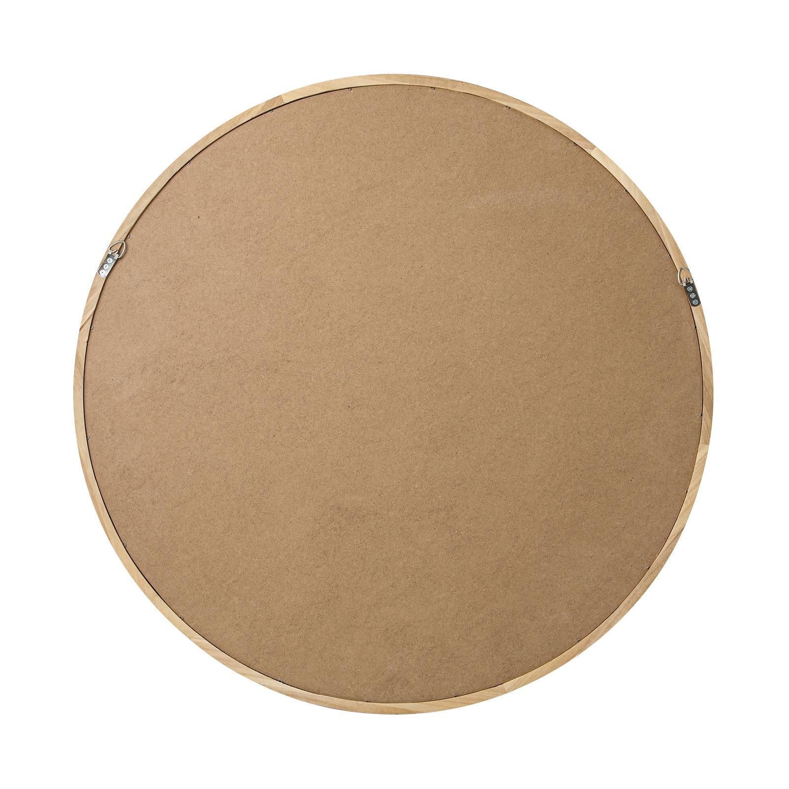 Oikiture Wooden Wall Round Mirrors Makeup Mirror Home Decro 50/60/70/80/90cm - Sunyee