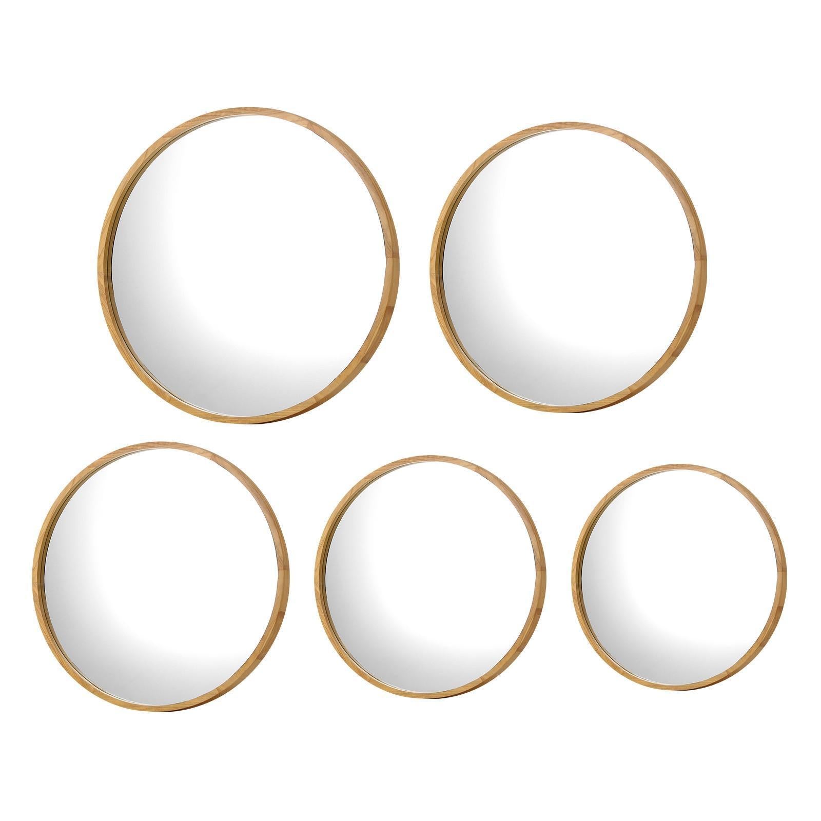 Oikiture Wooden Wall Round Mirrors Makeup Mirror Home Decro 50/60/70/80/90cm - Sunyee