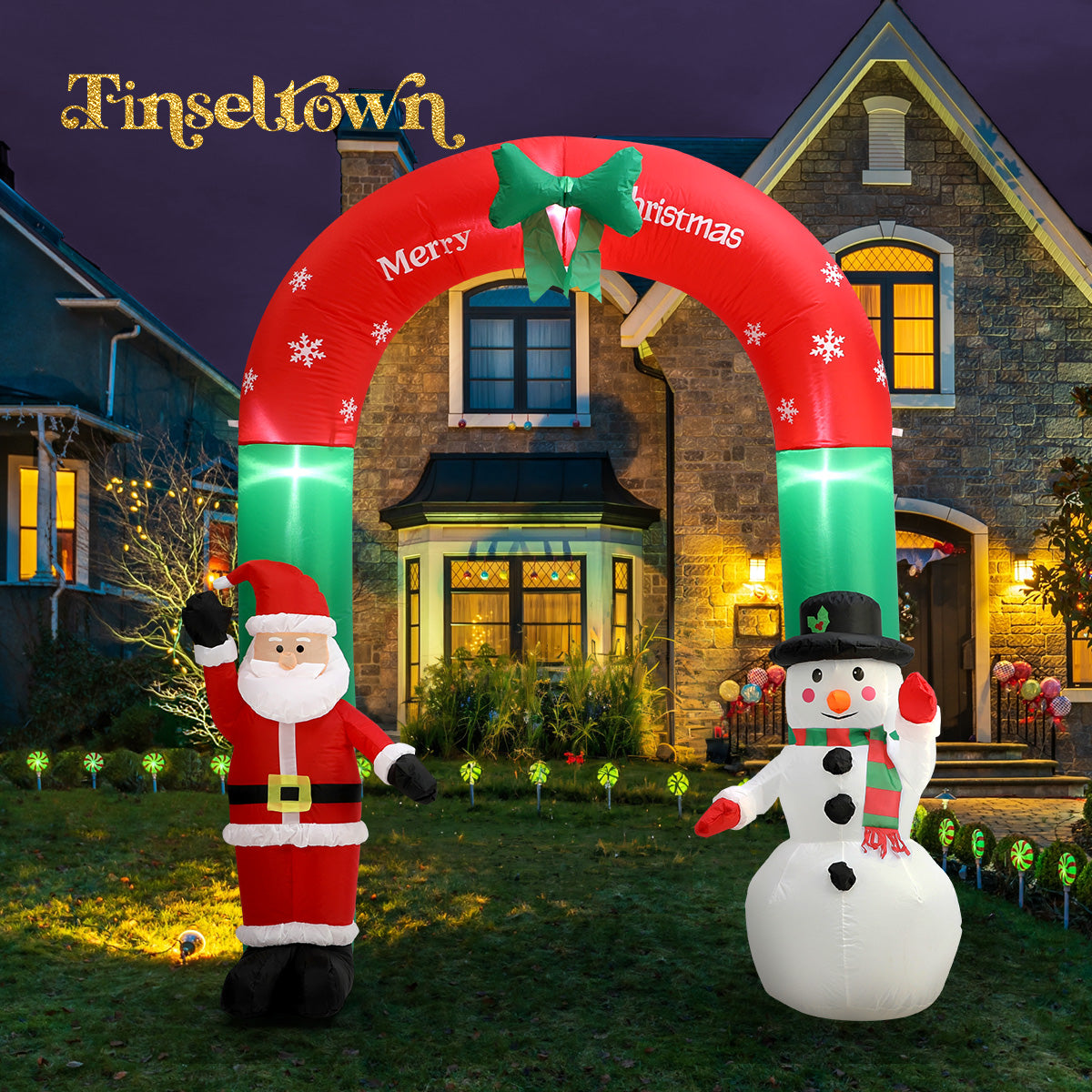 Tinseltown 2.4M Christmas Inflatable Archway Xmas LED Lights Outdoor Decoration - Sunyee