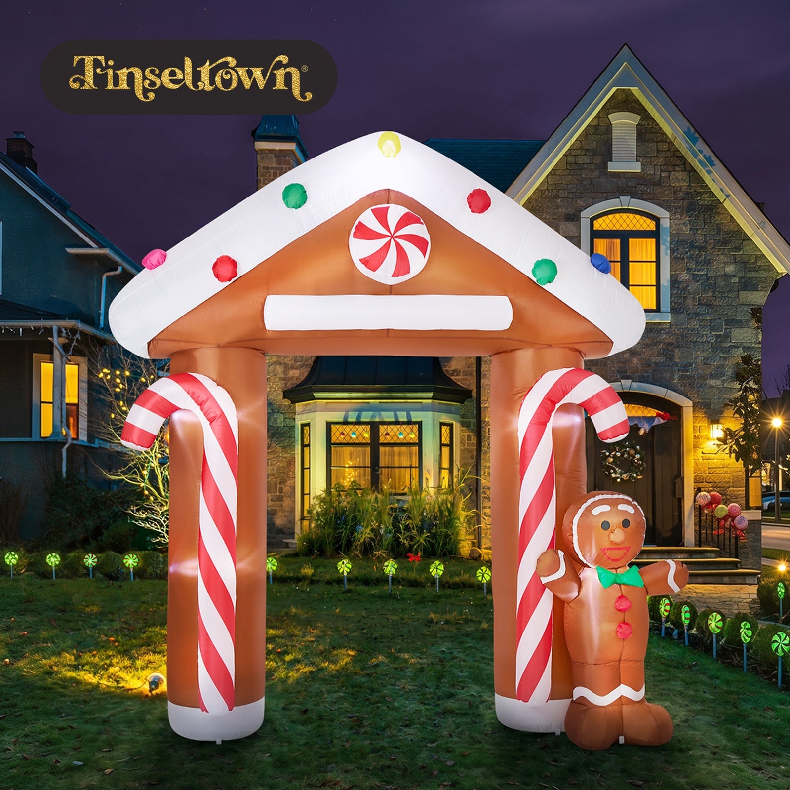 Tinseltown 2.8M Christmas Inflatable Archway LED Lights Party Xmas Decoration