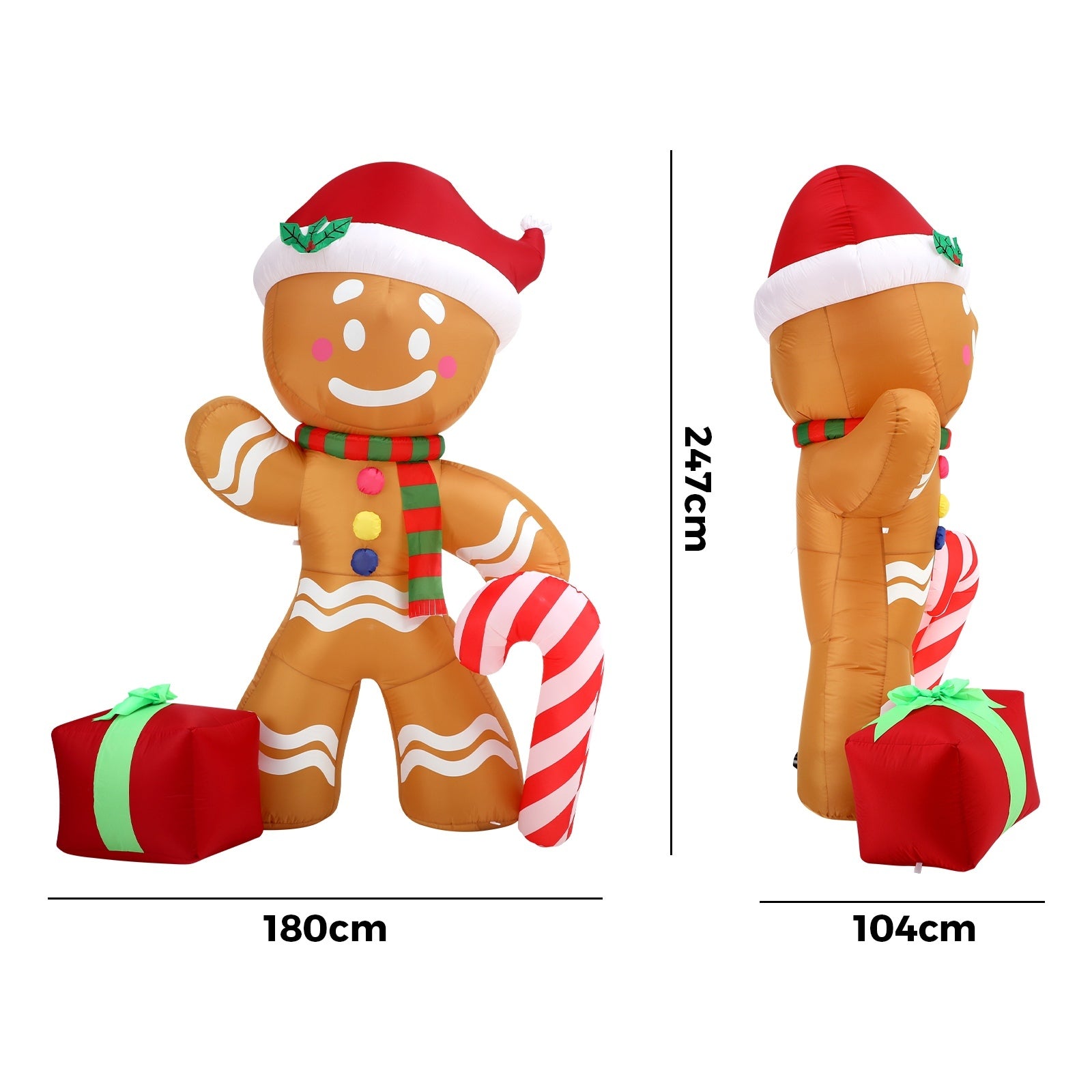 Tinseltown 2.4M Christmas Inflatable Gingerbread Man LED Lights Outdoor Decoration - Sunyee