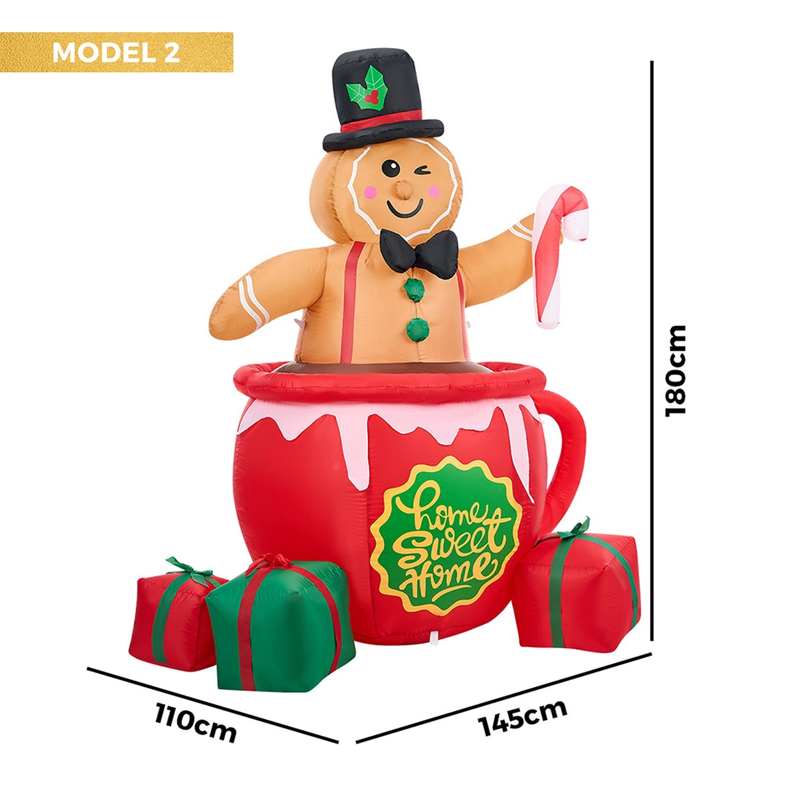 Tinseltown Christmas Inflatable Gingerbread Man LED Light Xmas Party Decor