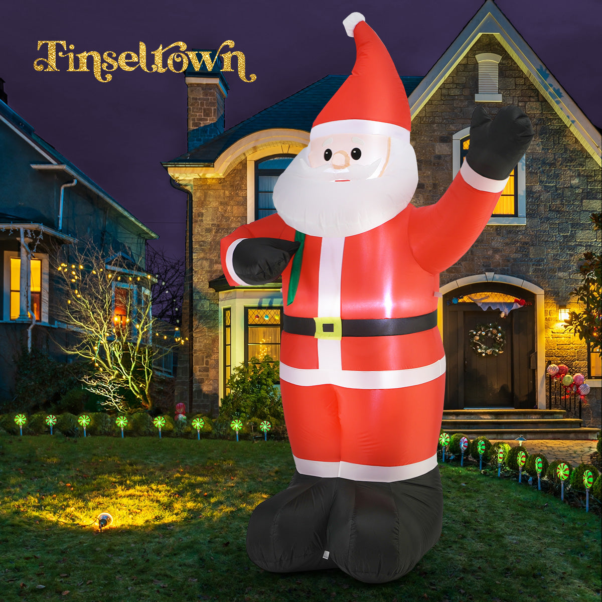 Tinseltown 2.4M Christmas Inflatable Santa Xmas Outdoor Decorations LED Lights - Sunyee