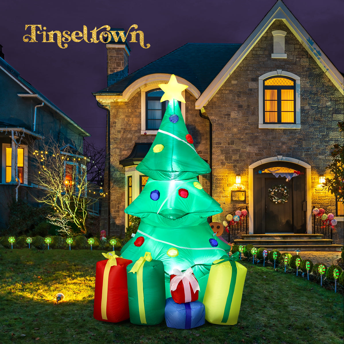 Tinseltown Christmas Inflatable Tree Gifts 1.5M Xmas Decorations LED Lights Outdoor - Sunyee