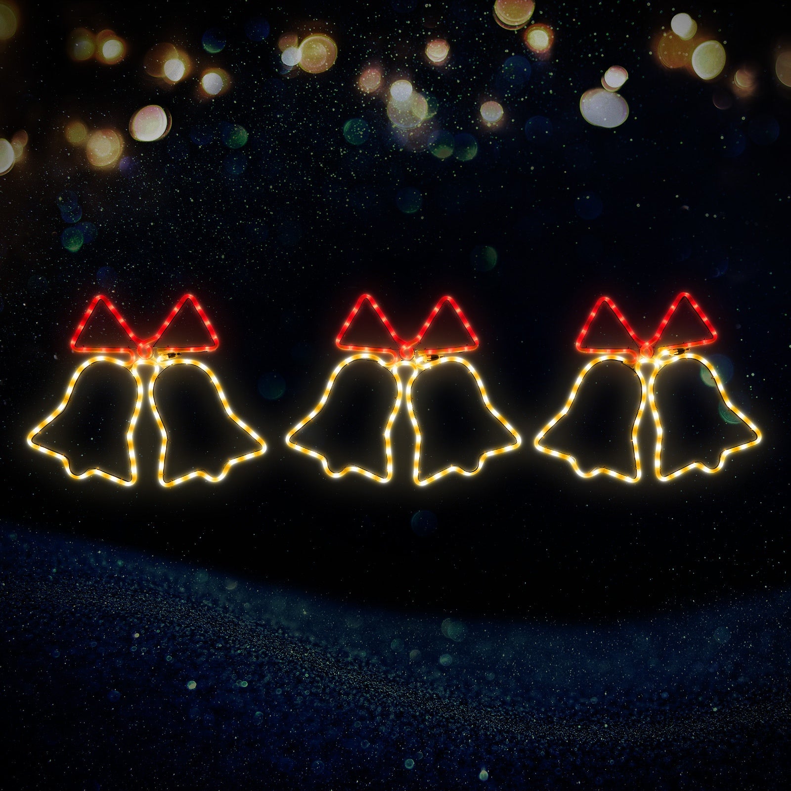 Tinseltown Christmas Light 3PCS Jingle Bell Set LED Motif Lights Xmas Decor - Sunyee