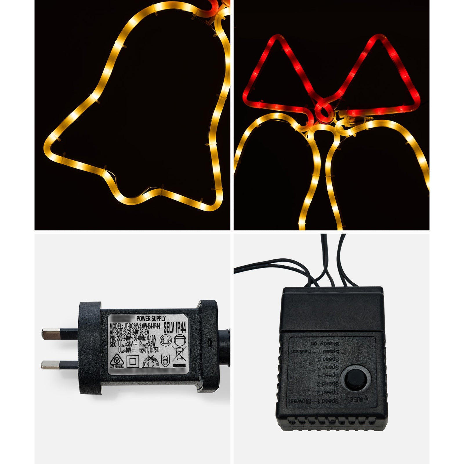 Tinseltown Christmas Light 3PCS Jingle Bell Set LED Motif Lights Xmas Decor - Sunyee