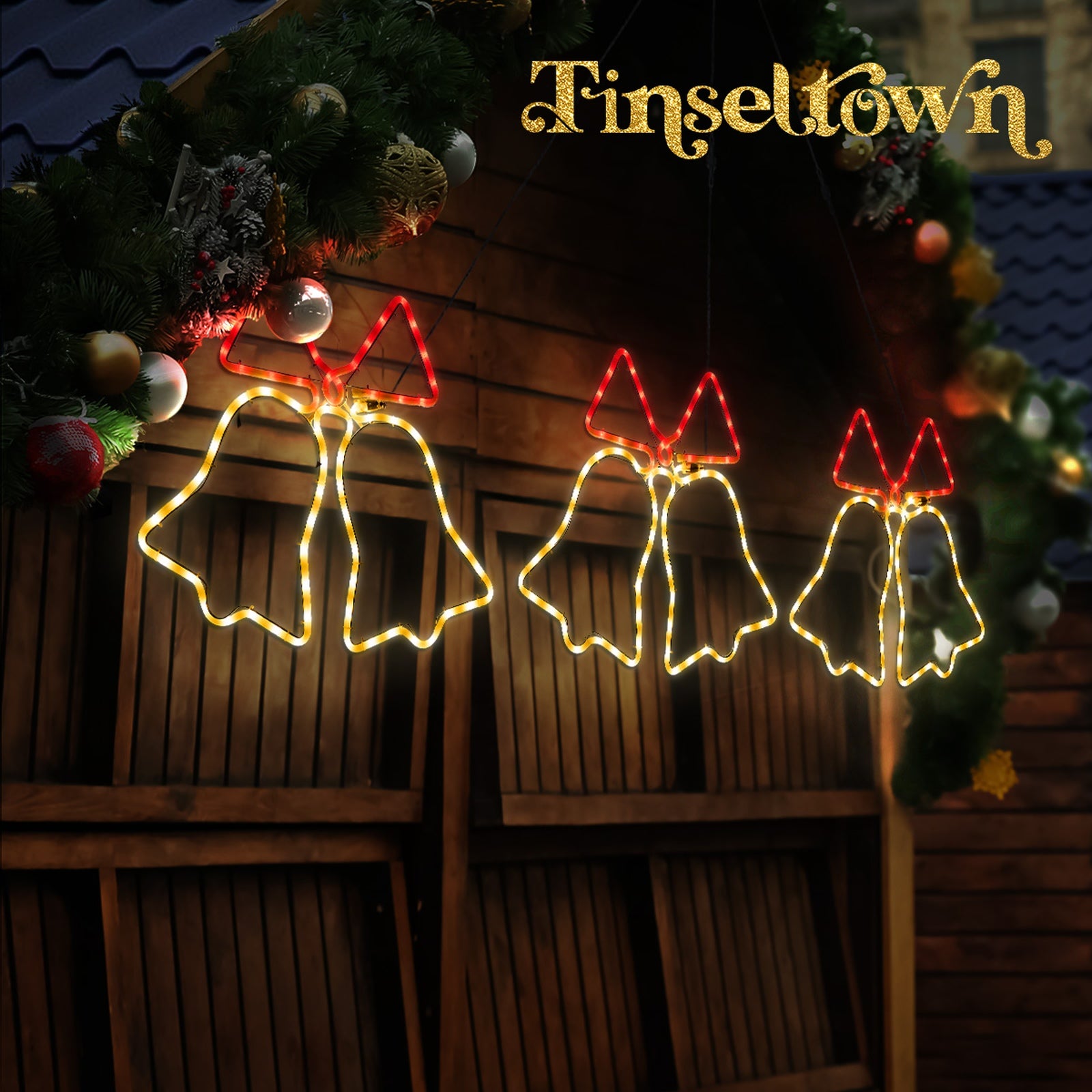 Tinseltown Christmas Light 3PCS Jingle Bell Set LED Motif Lights Xmas Decor - Sunyee
