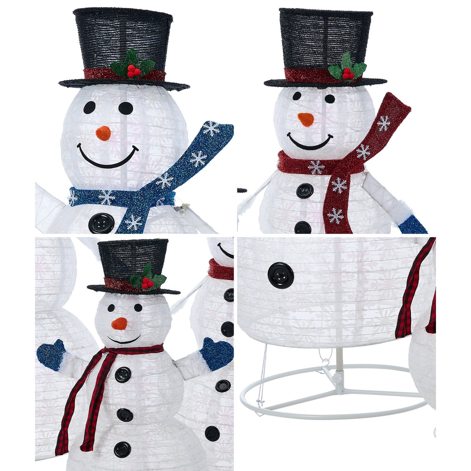 Tinseltown 3D Christmas LED Lights Set of 3 Snowmen Outdoor Xmas Decor Metal