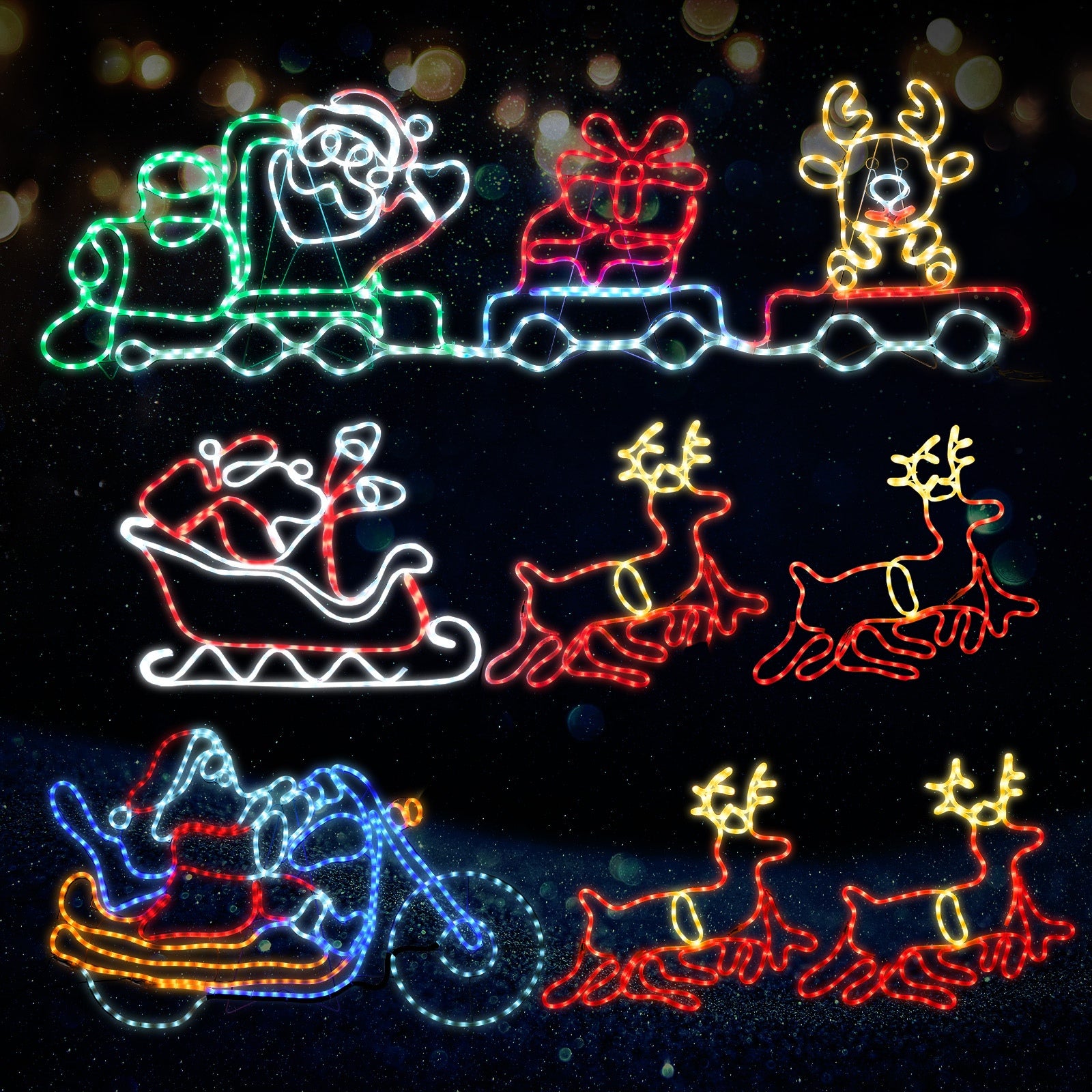 Tinseltown Christmas Light LED Motif Rope Lights Santa Motorbike Outdoor - Sunyee