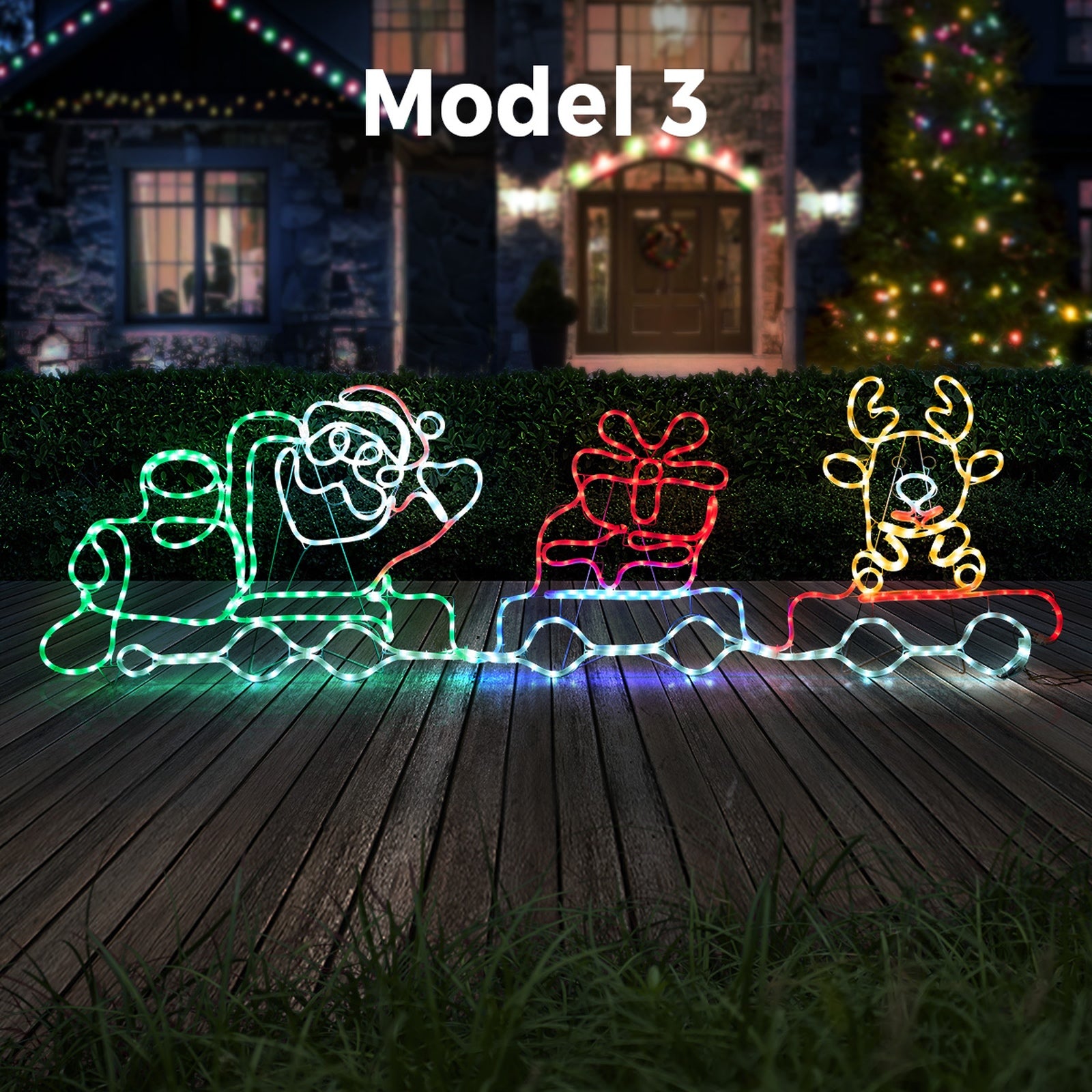 Tinseltown Christmas Light LED Motif Rope Lights Santa Motorbike Outdoor - Sunyee