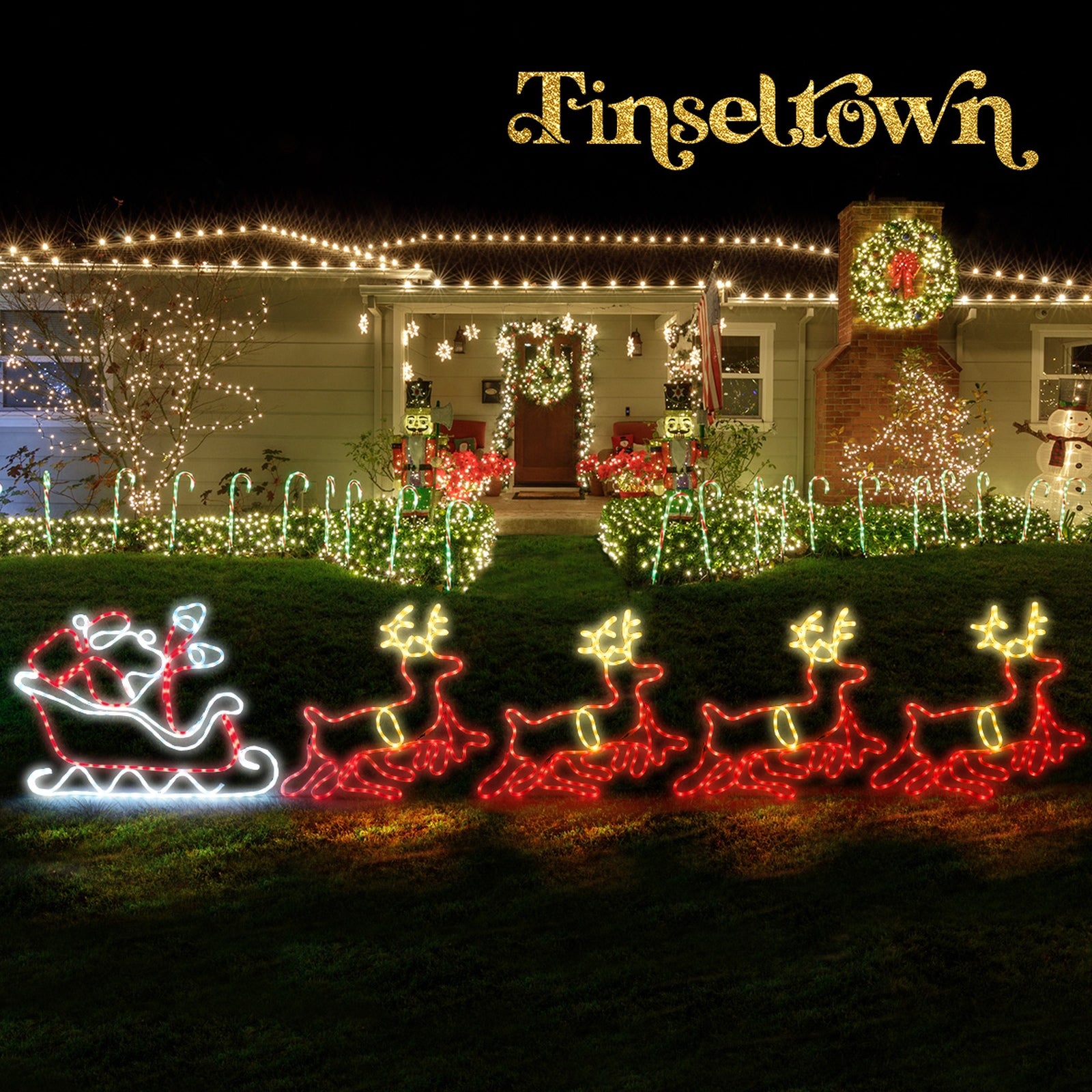 Tinseltown Christmas Light LED Motif Rope Lights Santa Motorbike Outdoor - Sunyee