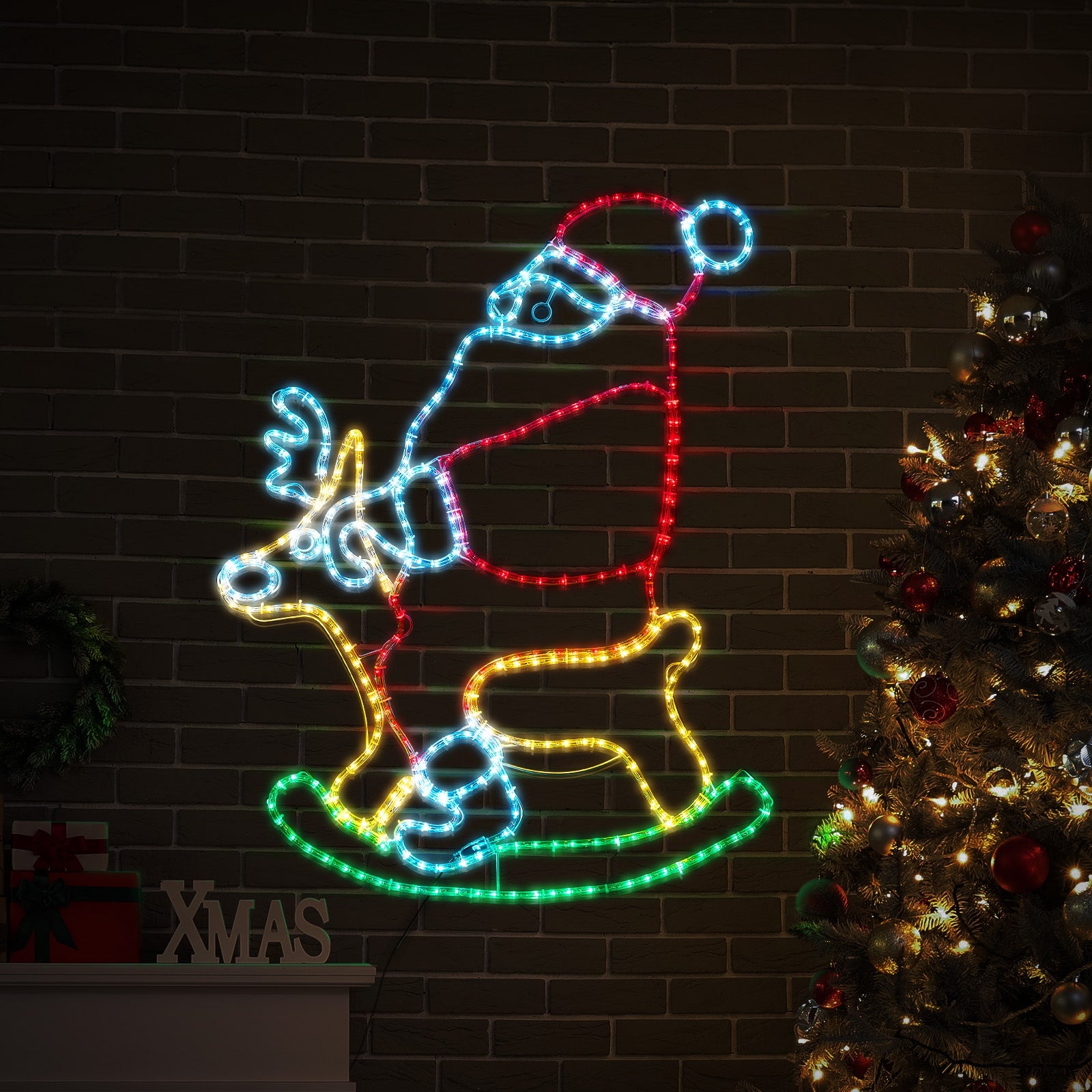 Tinseltown Christmas Lights Santa Motorbike LED Rope Lights Motifs Display - Sunyee