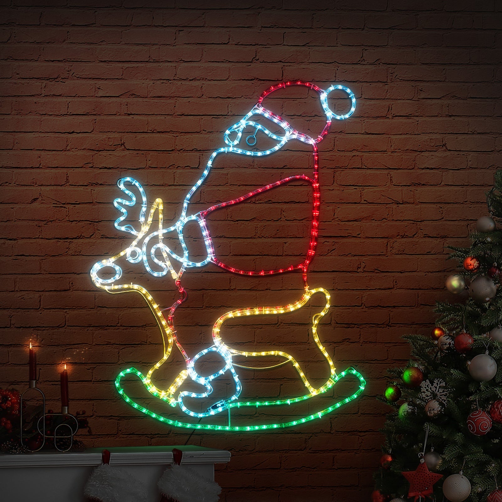 Tinseltown Christmas Lights Santa Motorbike LED Rope Lights Motifs Display - Sunyee