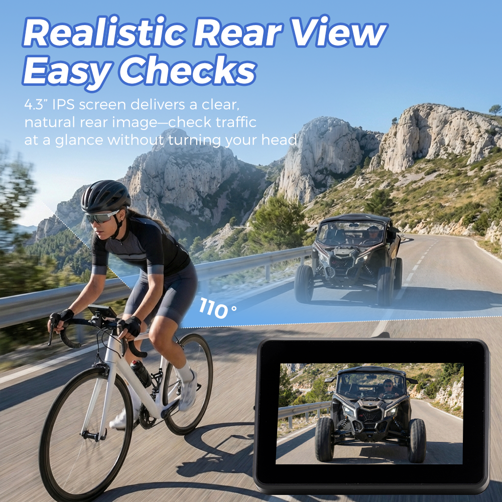 ZUNI Bike Mirror Camera  4.3″ 1080P AHD Rear View Camera Night Vision - Sunyee