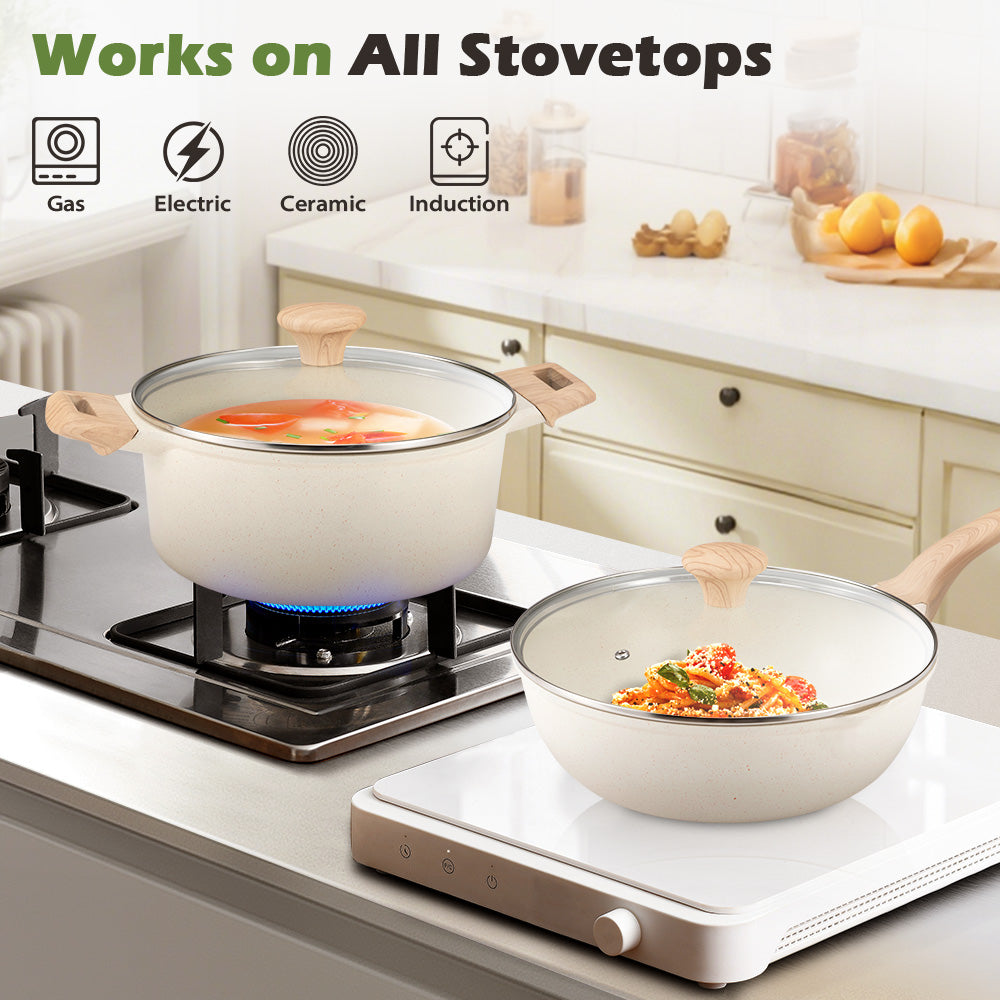 ZUNI 13PCS Nonstick Cookware Pots & Pans Set Granite Coating Cooking Utensil