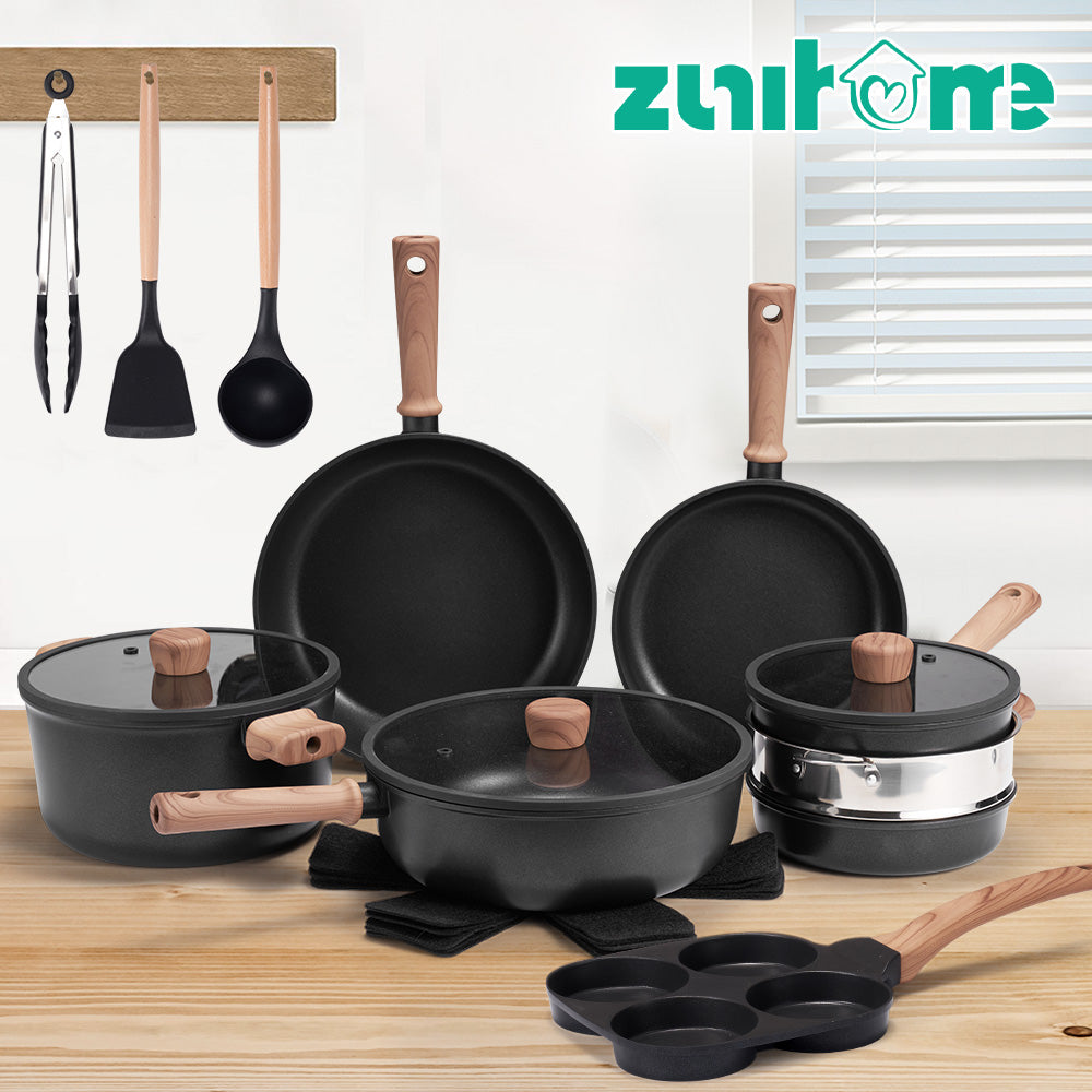 ZUNI 19PCS Nonstick Cookware Pots & Pans Set Granite Coating Cooking Utensil - Sunyee