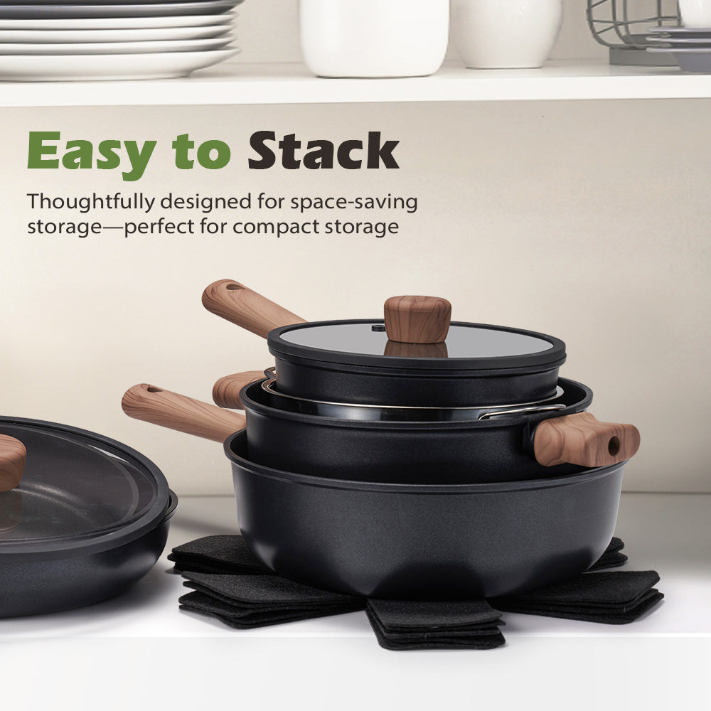 ZUNI 19PCS Nonstick Cookware Pots & Pans Set Granite Coating Cooking Utensil - Sunyee