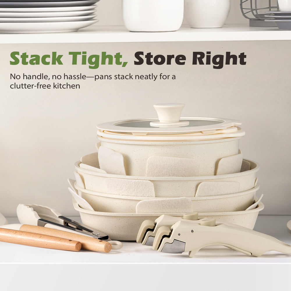 ZUNI 20PCS Nonstick Cookware Pots & Pans Set Granite Coating Cooking Utensil