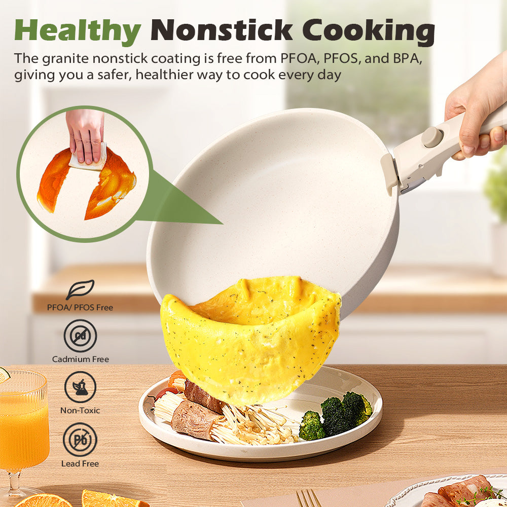 ZUNI 25PCS Nonstick Cookware Pots & Pans Set Granite Coating White