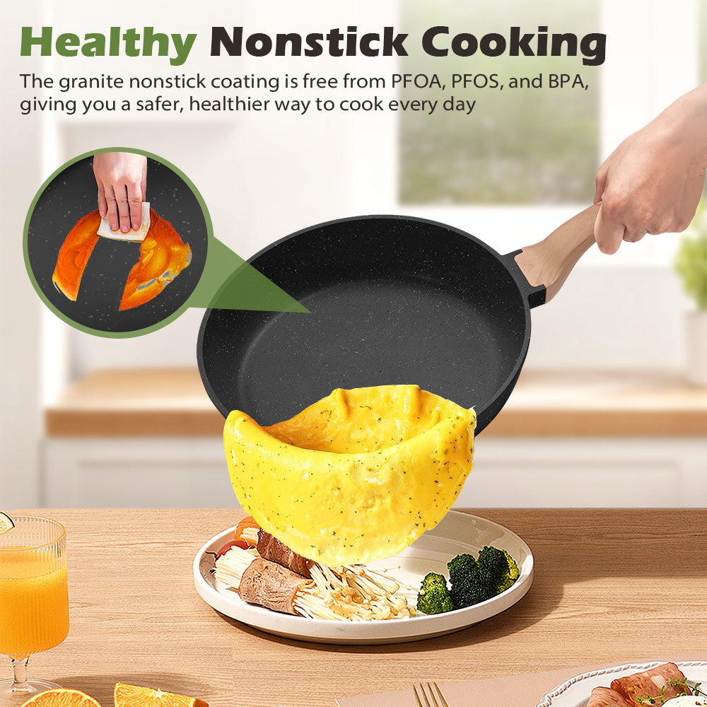 ZUNI 3PCS Nonstick Cookware Frypan Set Granite Coating 20/24/28CM