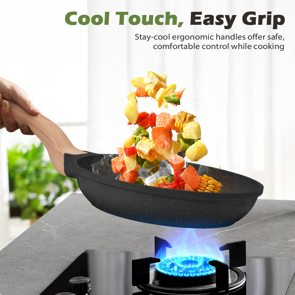 ZUNI 3PCS Nonstick Cookware Frypan Set Granite Coating 20/24/28CM