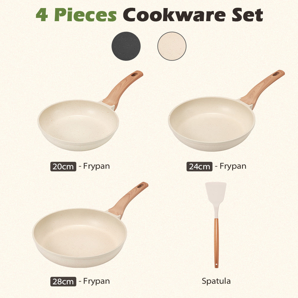 ZUNI 3PCS Nonstick Cookware Frypan Set Granite Coating 20/24/28CM