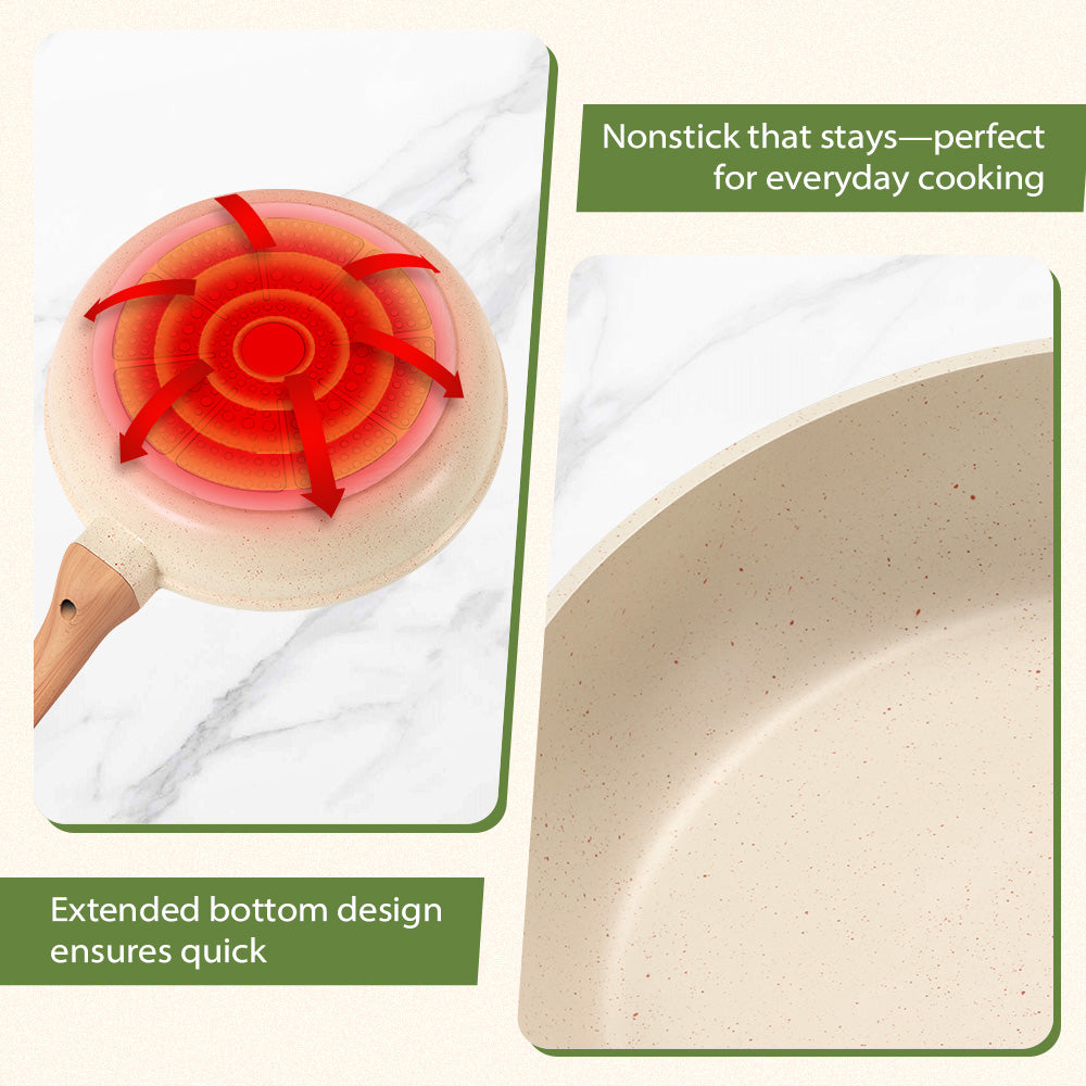 ZUNI 3PCS Nonstick Cookware Frypan Set Granite Coating 20/24/28CM