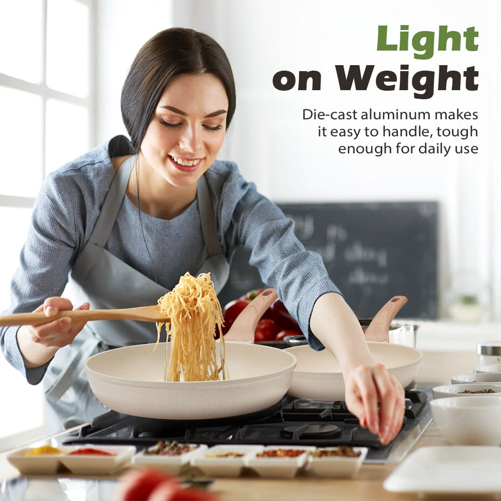 ZUNI 3PCS Nonstick Cookware Frypan Set Granite Coating 20/24/28CM