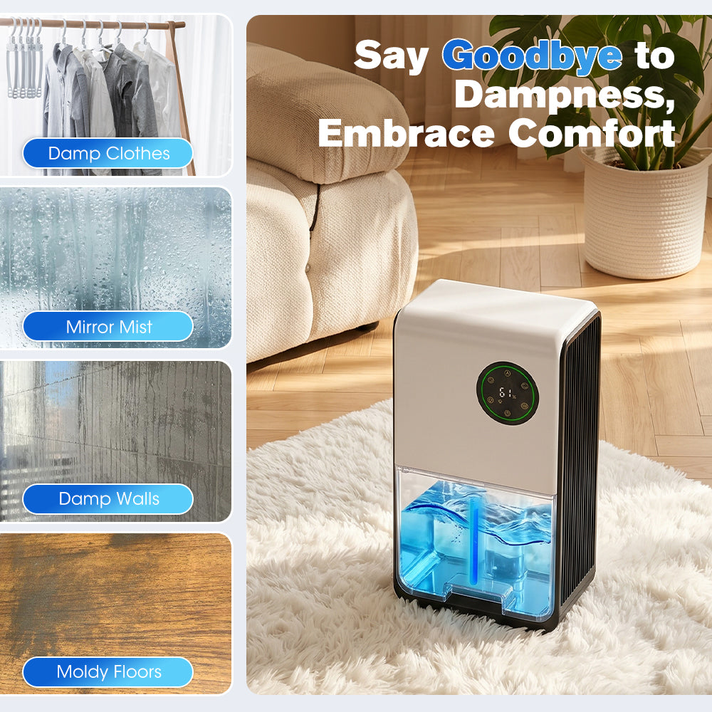 ZUNI 2L Air Dehumidifier 500-1000ml/day for Living Room up to 50m²