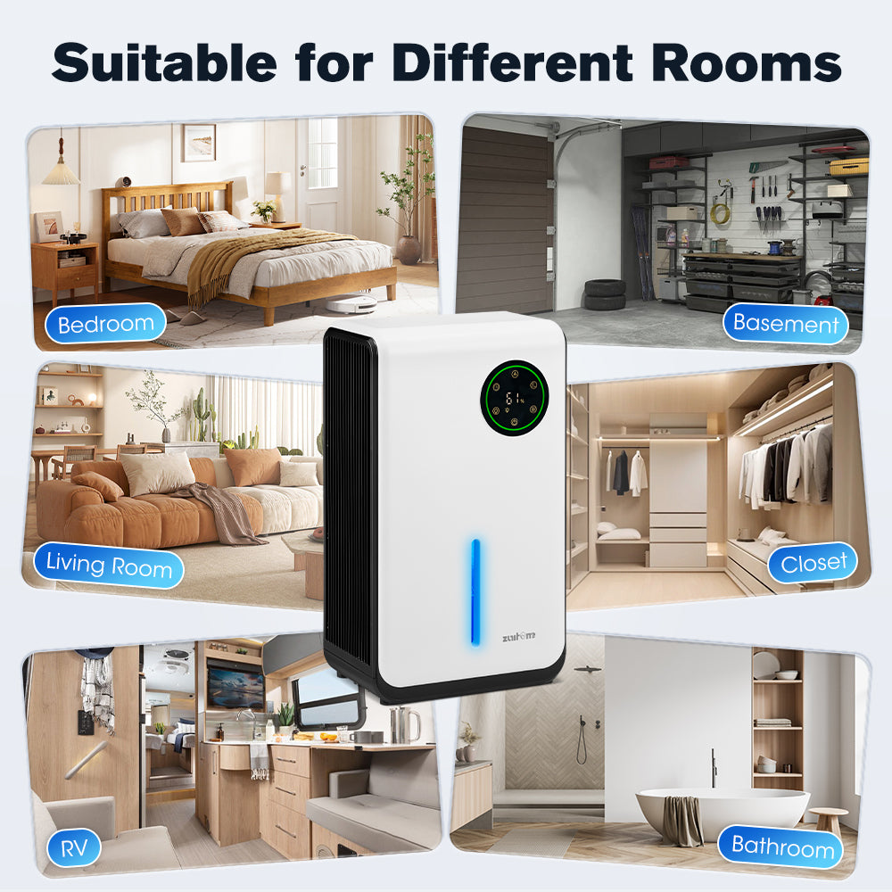 ZUNI 2L Air Dehumidifier 500-1000ml/day for Living Room up to 50m²