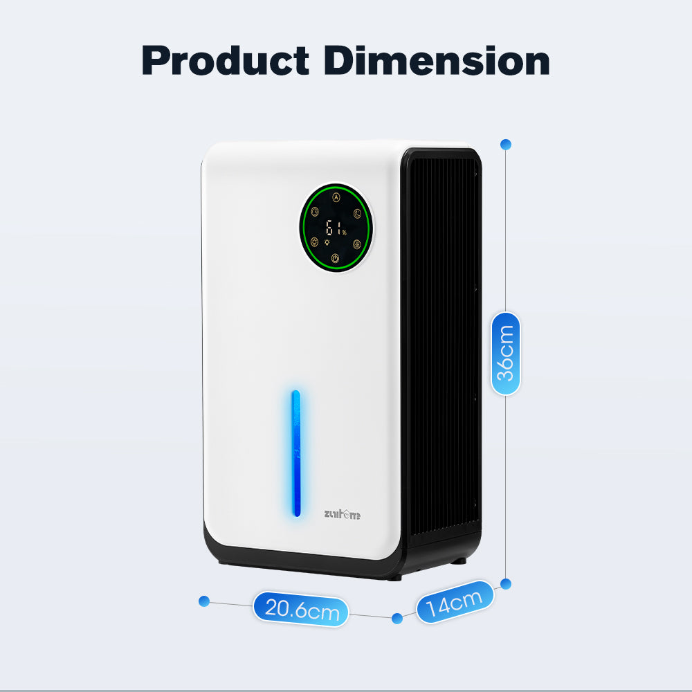 ZUNI 2L Air Dehumidifier 500-1000ml/day for Living Room up to 50m²