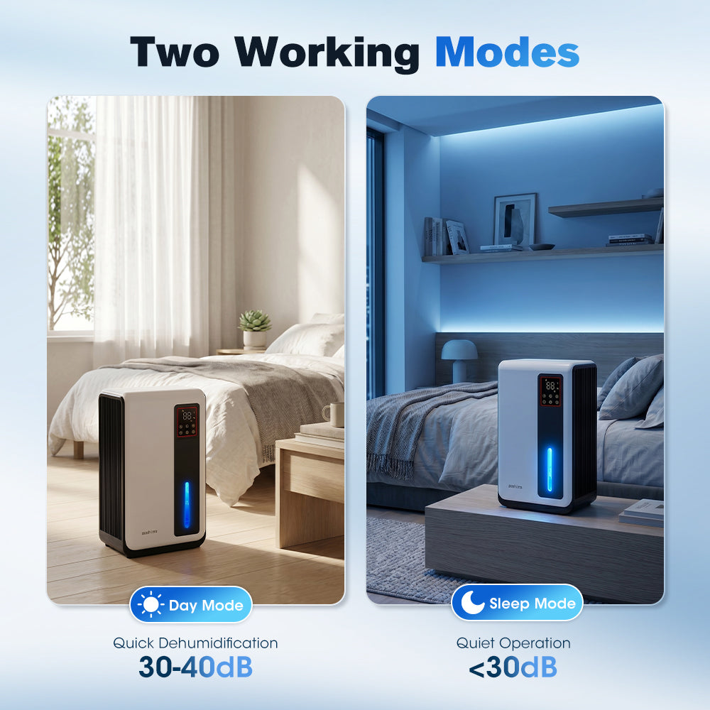 ZUNI 2L Air Dehumidifier 500-800ml/day for Bedroom Bathroom up to 30m²