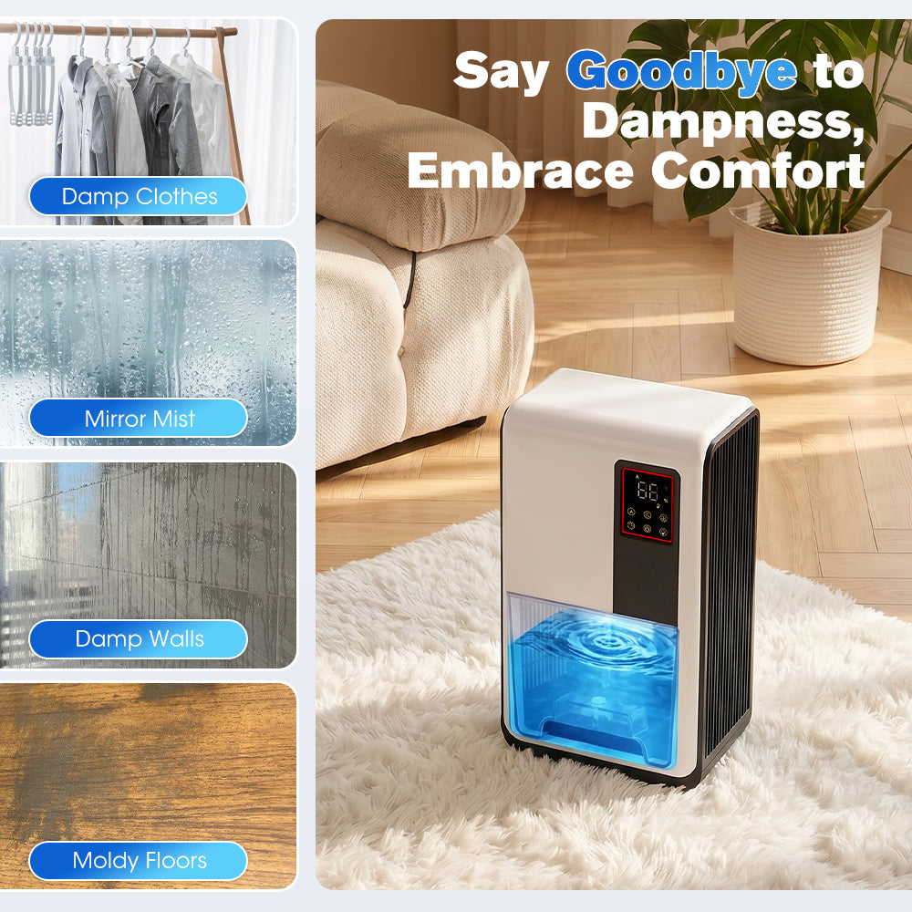 ZUNI 2L Air Dehumidifier 500-800ml/day for Bedroom Bathroom up to 30m²