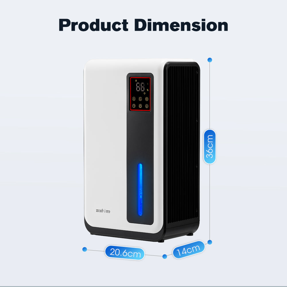 ZUNI 2L Air Dehumidifier 500-800ml/day for Bedroom Bathroom up to 30m²